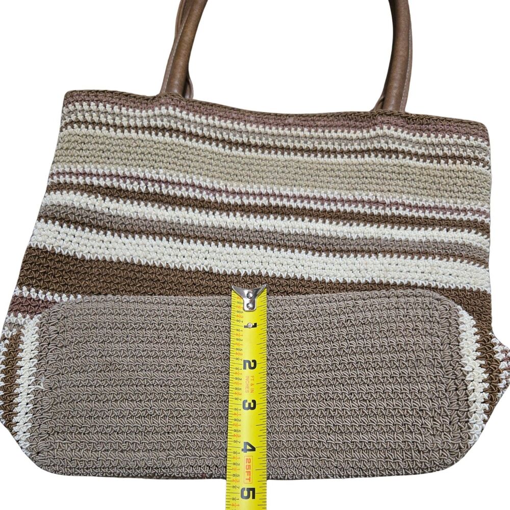 Beachy Knit Y2K Coastal Grandma 90s Earthy Boho Striped Slouchy Hobo Tote Bag - Picture 8 of 9